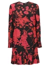 Valentino Ruffled Floral-print Silk Crepe De Chine Midi Dress In Nero/rosso