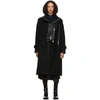 SACAI SACAI BLACK MELTON WOOL AND LEATHER CONVERTIBLE TRENCH COAT