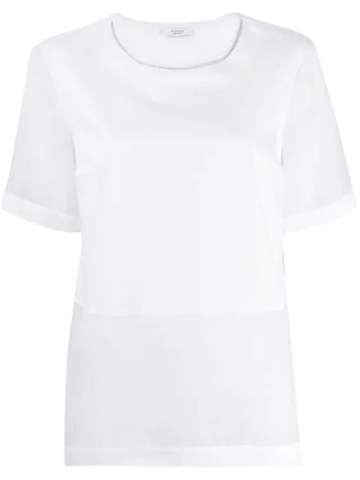 Peserico Silk Collar T-shirt In Bianco