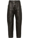 CHLOÉ CHLOÉ CROPPED LEATHER TROUSERS - 黑色