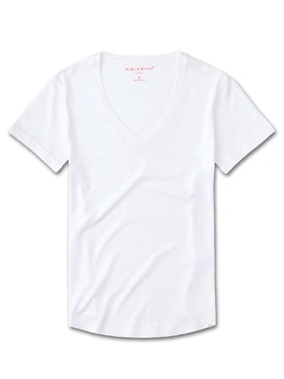 Derek Rose Women's V-neck T-shirt Lara Micro Modal Stretch White
