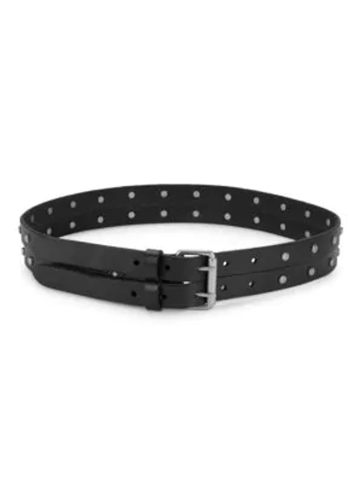 Allsaints Double Strap Leather Belt In Black