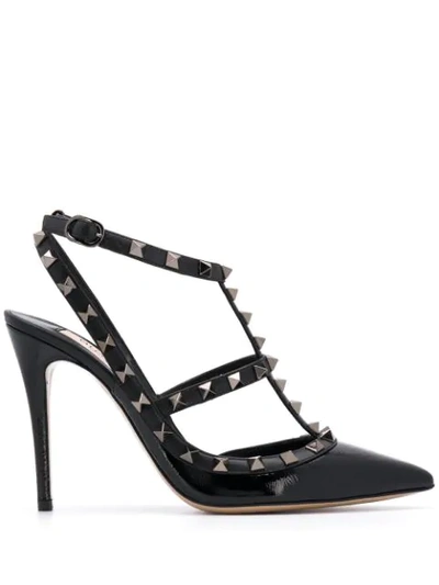 Valentino Garavani Rockstud Caged Ankle-strap Pumps In Black