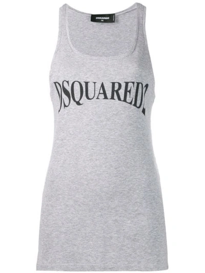 Dsquared2 Cotton Jersey Tank Top In Grey
