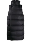 RICK OWENS PUFFER-STYLE LONG-LINE GILET