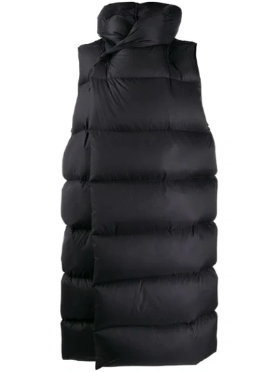 Rick Owens Puffer-style Long-line Gilet - 黑色 In Black