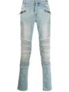 BALMAIN BALMAIN SKINNY-LEG BIKER JEANS - 蓝色