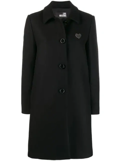 Love Moschino Single Breasted Coat W/slits On Back In Black