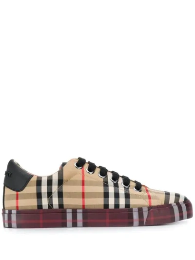 Burberry Vintage Check Trainers In Beige
