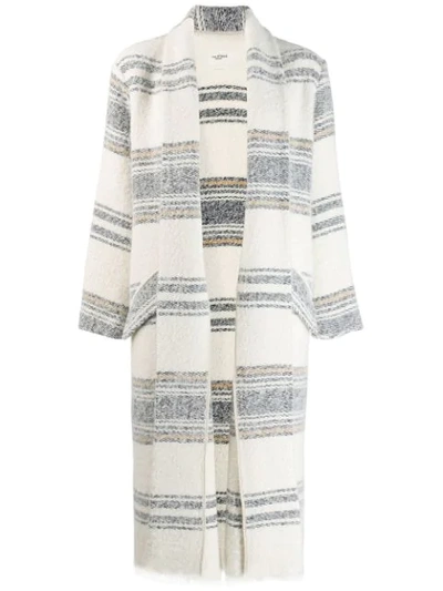 Isabel Marant Étoile Faby Oversized Striped Felt Coat In Beige