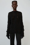 ACNE STUDIOS Frayed cable-knit sweater Black