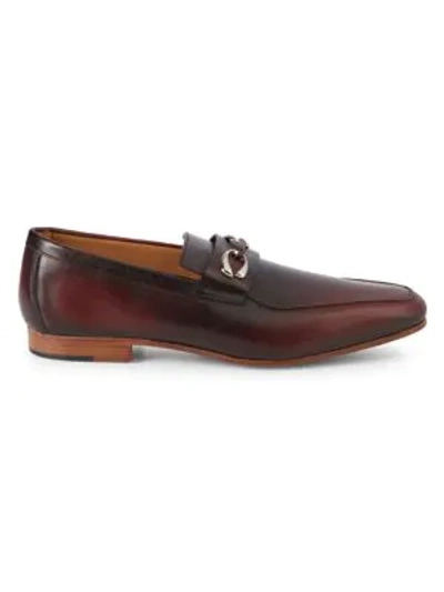 Corthay Cannes Leather Bit Loafers In Burgundy