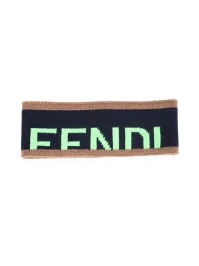 Fendi Men's Wool Headband In Blue Green