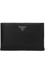 PRADA LEATHER-TRIMMED SHELL POUCH