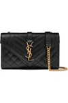 SAINT LAURENT ENVELOPE SMALL QUILTED TEXTURED-LEATHER SHOULDER BAG