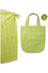 FAITHFULL THE BRAND CHECKED COTTON PAREO, TOTE AND HAIR TIE SET