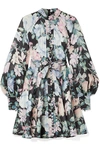 ZIMMERMANN VERITY ROULOU BELTED FLORAL-PRINT LINEN DRESS