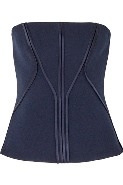 Dion Lee Satin-trimmed Stretch-crepe Bustier Top In Navy