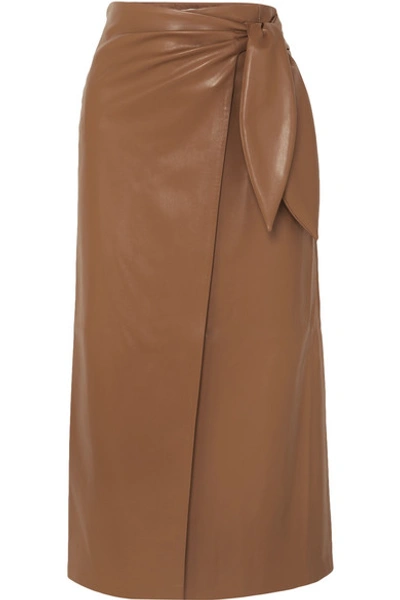 Nanushka Amas Vegan Leather Sarong Skirt In Brown