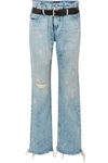 RTA DEXTER BELTED DISTRESSED HIGH-RISE STRAIGHT-LEG JEANS