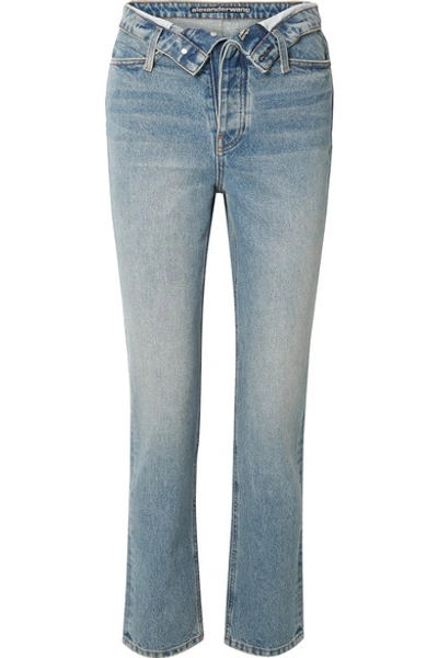 Alexander Wang T Cult High-rise Straight Jeans W/ Flipped Waistband In Vintage Mid Indigo