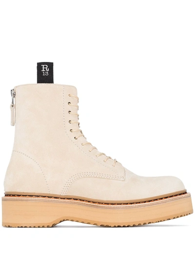 R13 Beige Suede Single Stack Boots