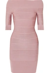 HERVE LEGER OFF-THE-SHOULDER BANDAGE MINI DRESS