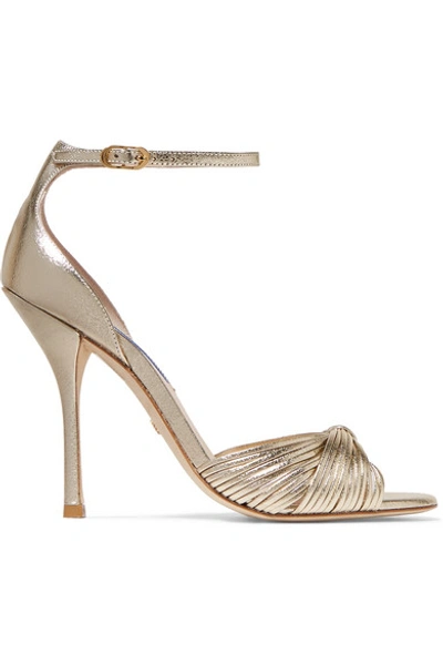 Stuart Weitzman Paulette Metallic Textured-leather Sandals