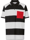 BURBERRY RUGBY STRIPE TIPPED COTTON PIQUÉ POLO SHIRT