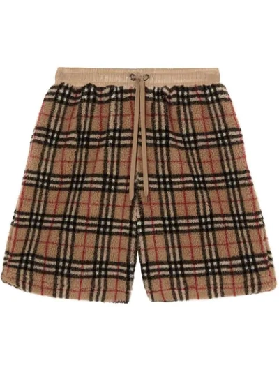 Burberry Vintage Check Fleece Shorts In Black