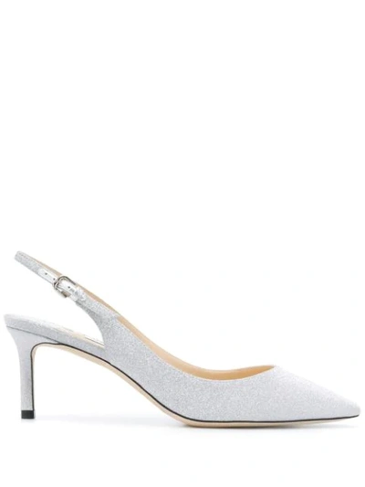 Jimmy Choo 'erin 60' Glitter Slingback Pumps In Silver