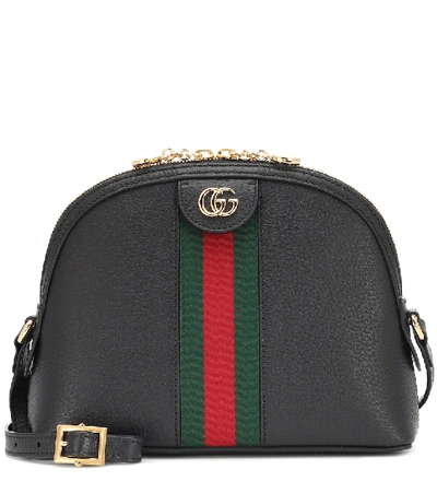 Gucci Small Ophidia Leather Shoulder Bag In Black