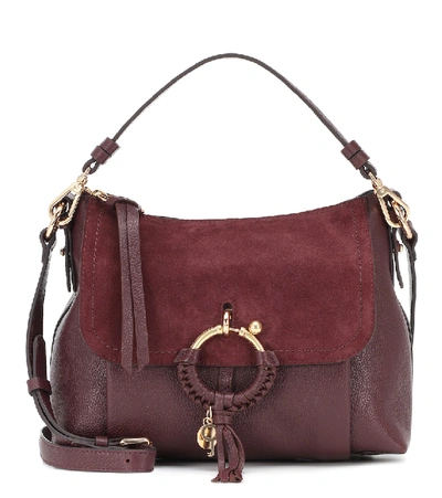 See By Chloé See By Chloe Joan Small Leather & Suede Shoulder Bag In Burgundy/gold