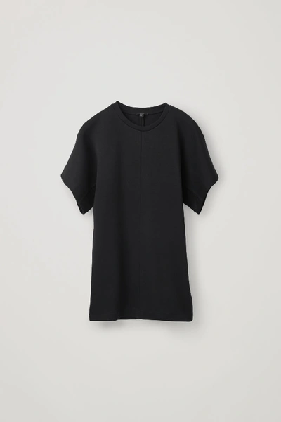 Cos Long Shaped T-shirt In Black