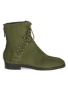 Alaïa Women's Lace-up Suede Ankle Boots In Green
