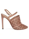 Alaïa Women's Laser Cut Leather Slingback Pumps In Tan