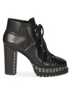 ALAÏA WOMEN'S STUDDED LEATHER PLATFORM ANKLE BOOTS,0400010967326