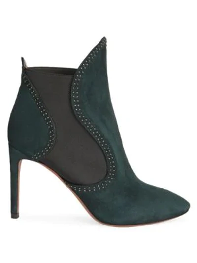 Alaïa Studded Suede Ankle Boots In Black