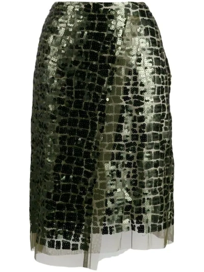 Dorothee Schumacher Sequin Embroidered Tulle Skirt - 绿色 In 583