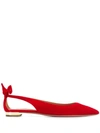 Aquazzura Bow Tie Suede Ballet Flats In Red
