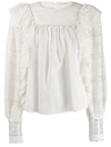 ULLA JOHNSON RUFFLE EMBROIDERED BLOUSE