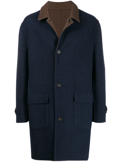Brunello Cucinelli Men's Reversible Wool Topcoat In Blue