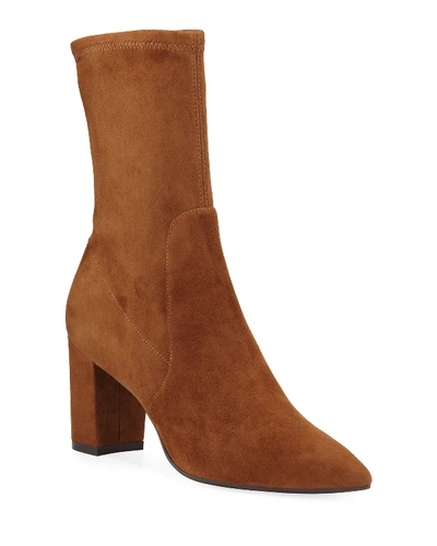 Stuart Weitzman Landry Stretch Suede Booties In Coffee