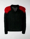 PRADA CONTRAST-SHOULDER CABLE KNIT JUMPER,14132729