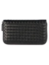 BOTTEGA VENETA WEAVE PATTERN ZIP AROUND WALLET,10972446