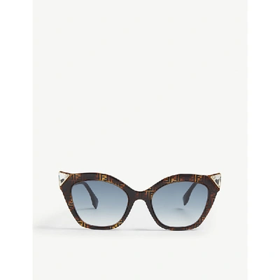 Fendi Ff Print Cat-eye Sunglasses In Brown