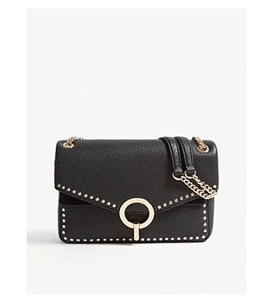 Sandro Yza Studded Leather Shoulder Bag In Black