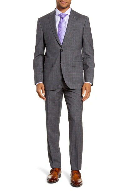 Ted Baker Jay Trim Fit Plaid Wool Suit In Grey