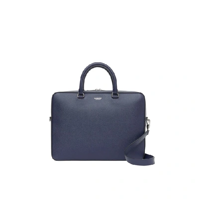 Burberry Grainy Leather Briefcase In Regency Blue