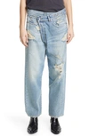 R13 CROSSOVER RIPPED JEANS,R13W2048-962